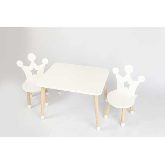 Children's table with chairs - Koruna - white