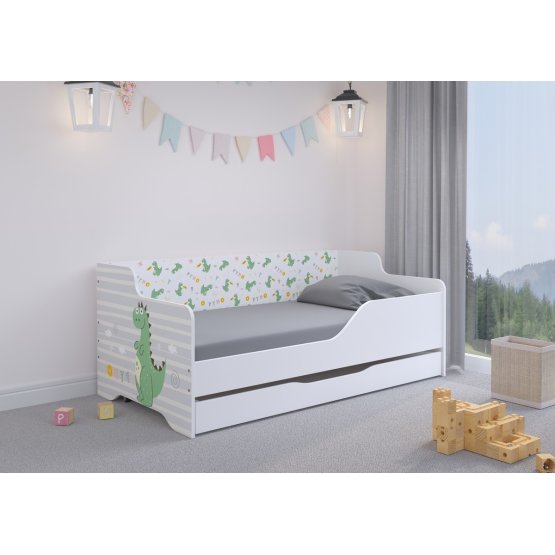 Children's bed with back LILU 160 x 80 cm - Dino