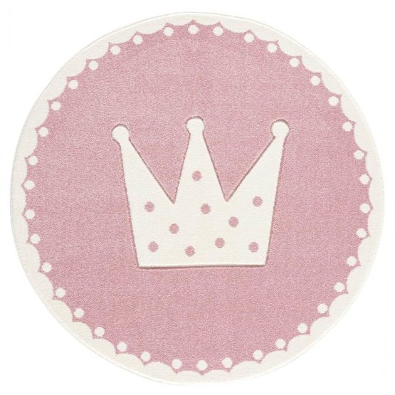 Children's Rug Crown - pink and white
