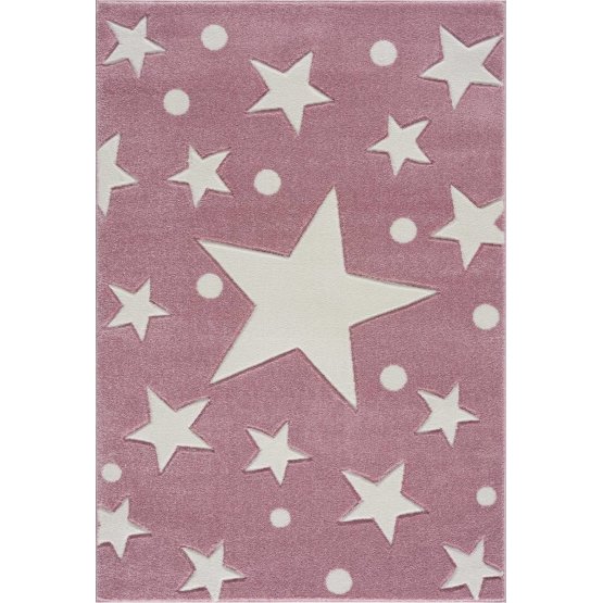 Children's Rug Stars - pink and white