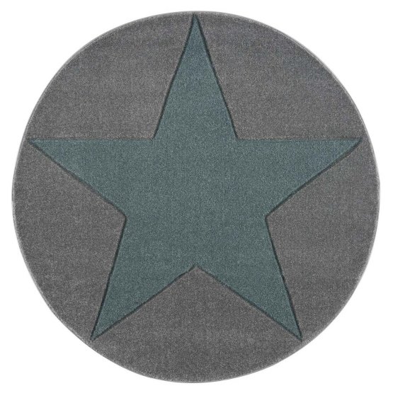 Children's round carpet STAR silver-gray/ mint