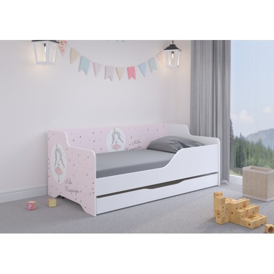 Children's bed with back LILU 160 x 80 cm - Princess