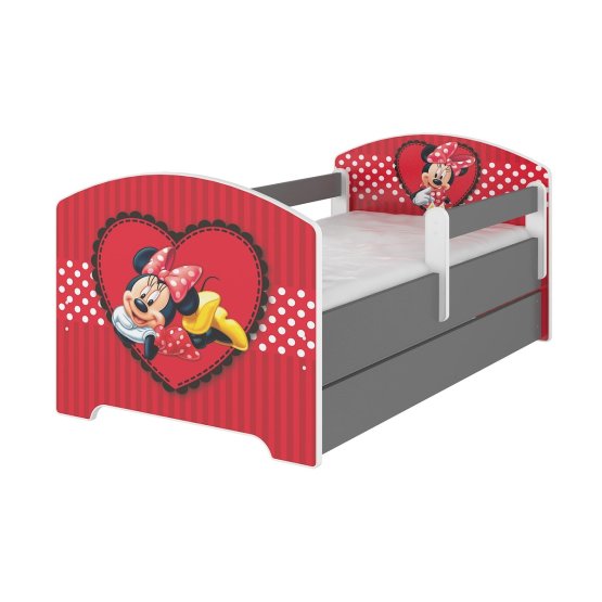 Children bed with barrier - Minnie Mouse - gray hips