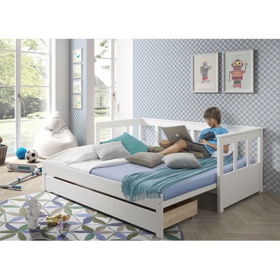 Children's sofa bed with back Pino - white