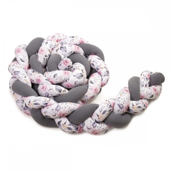 Braid mantinel - anthracite / floral print - various sizes