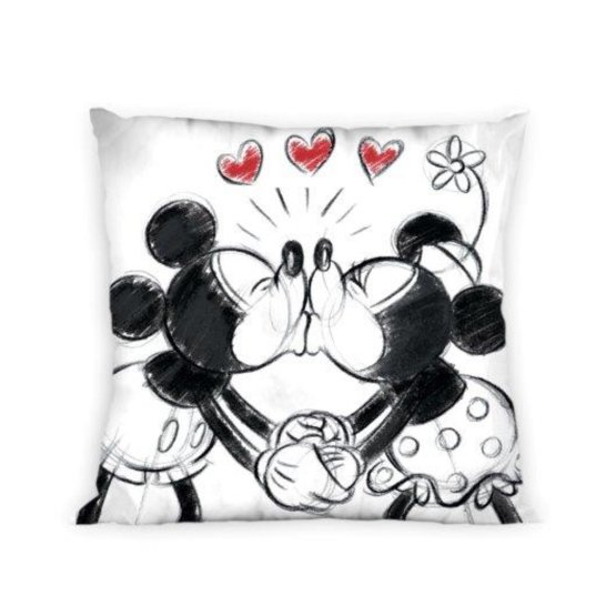 Cushion cover 40x40 cm - Mickey and Minnie Mouse - black and white