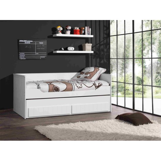 Baby bed with extra bed and drawers Robin - white