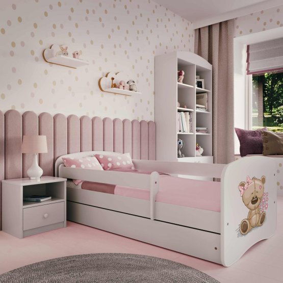 Children's bed with barrier Ourbaby -Méďa - white