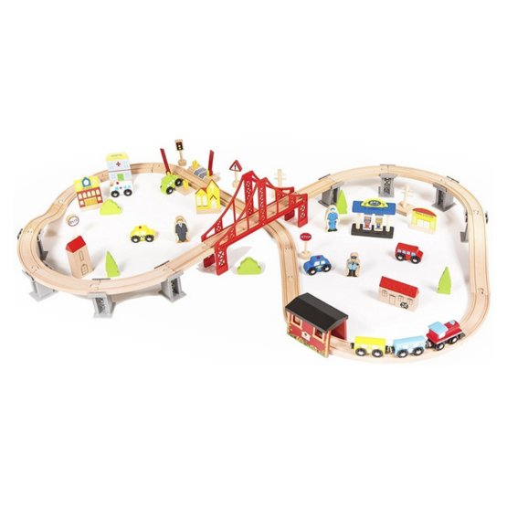 Wooden train track - 70 elements