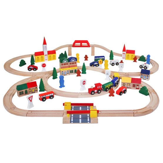 Wooden train track - 100 elements