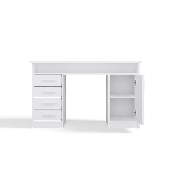 ADA WHITE DESK 125 Cm 4 Drawers Cabinet Shelves for Office Room Laptop