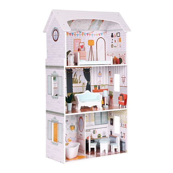 Alice Dollhouse 3 Floors 4 Rooms Set of 9 Furniture ECOTOYS