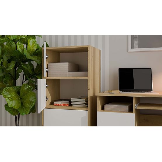 ALMA Sideboard Front WHITE Body ARTISAN OAK