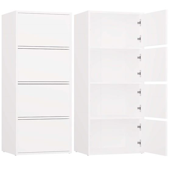 ALMA WHITE Sideboard Cabinet 4 Doors 4 Shelves