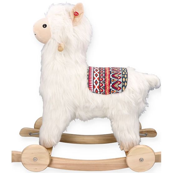 Alpaca on a Rocking Horse with Wheels