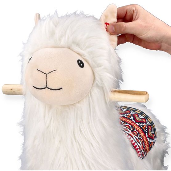 Alpaca on a Rocking Horse with Wheels