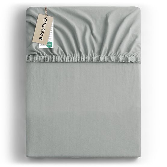 Amber Fitted Sheet in Gray, Classic Style, Jersey Material 200-220x200 DecoKing