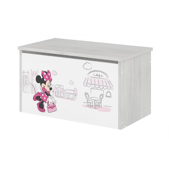 Wooden chest for Disney toys - Minnie Mouse in Paris - Norwegian pine decor