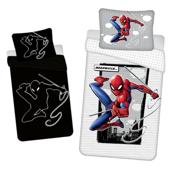 Bed linen with a glowing Spider-man effect 140 x 200 cm + 70 x 90 cm