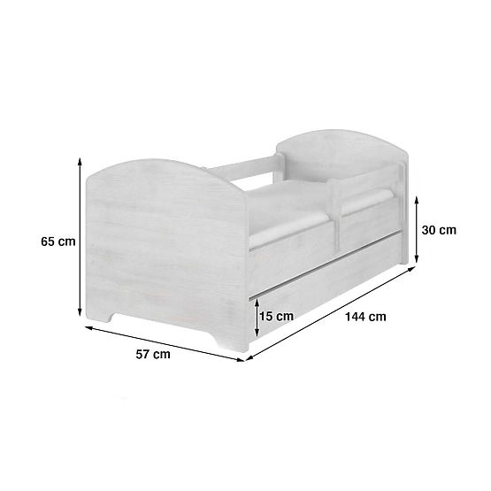 Children's Bed with Safety Rail - Winnie the Pooh and Tigger - Norwegian Pine Decor