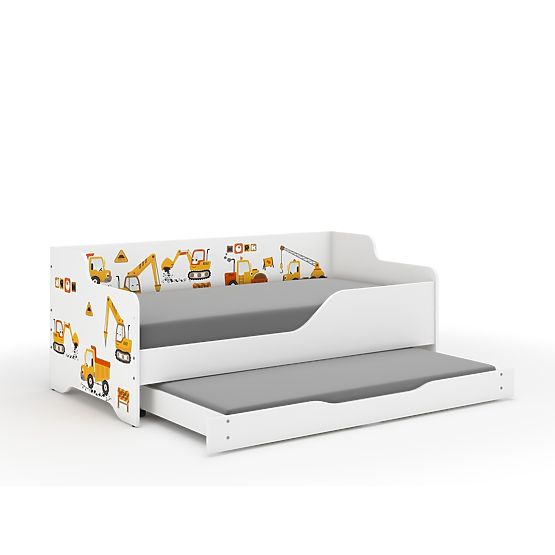 Children's Bed with Backrest LILU 160 x 80 cm - Construction Site