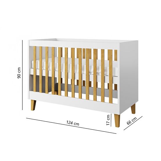 Children's Crib KUBI 120 x 60 cm - Gray