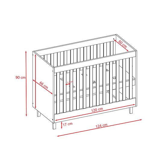 Children's Crib KUBI 120 x 60 cm - Gray