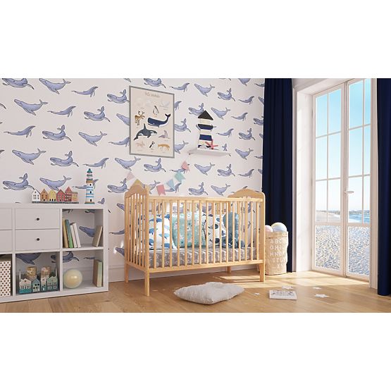 Alek Baby Crib with Removable Bars - Natural