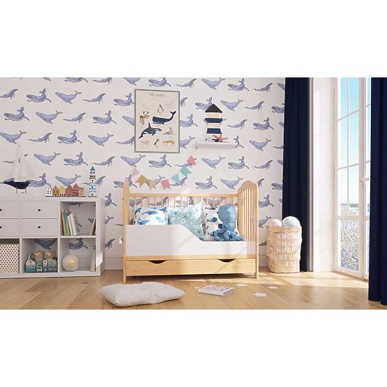 Alek Baby Crib with Removable Bars - Natural