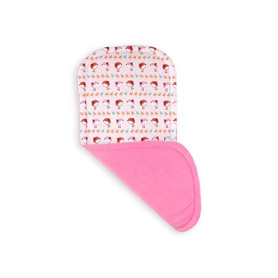 Baby stroller pad - pink with a bird motif