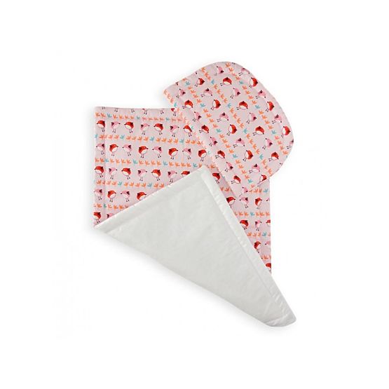 Baby stroller set - pink-white with a motif of birds