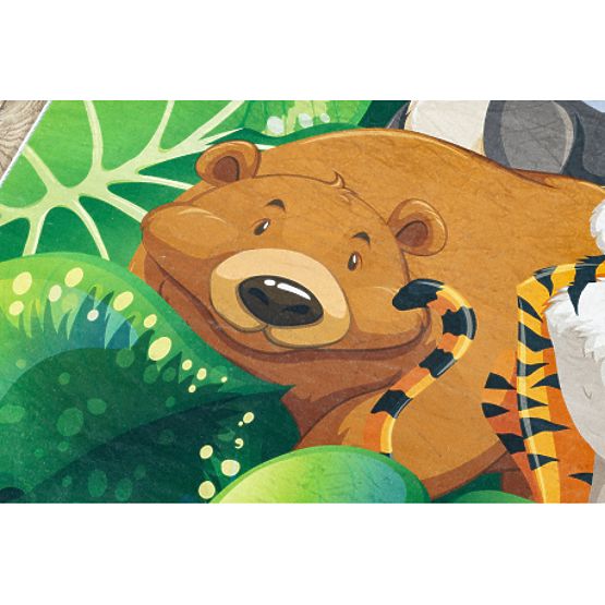 BAMBINO 2651 Animal Wash Mat, Jungle for Kids Anti-Slip - Green/Brown