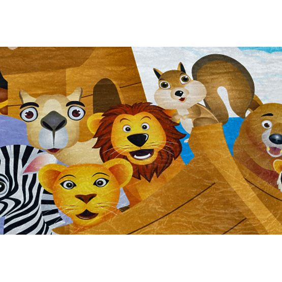 BAMBINO 2685 Washing Mat Animals, Boat for Kids Non-slip - Blue/Brown