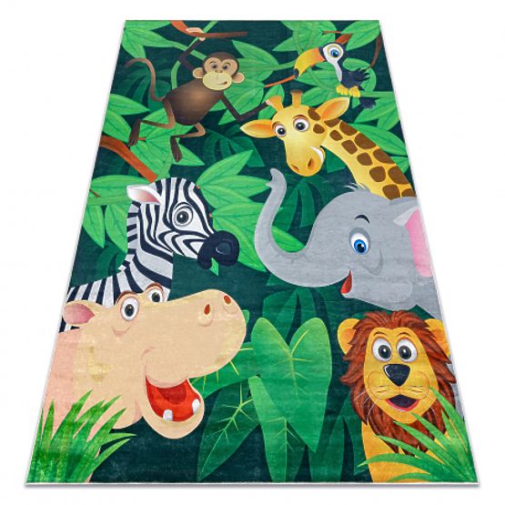 BAMBINO 2705 Washing Mat Animals, Africa for Children Anti-slip - Green/Brown