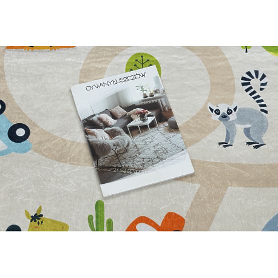 BAMBINO 50230 Washable Rug Zoo, Street for Kids Non-Slip - Beige/Green