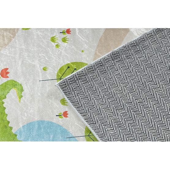 BAMBINO 50230 Washable Rug Zoo, Street for Kids Anti-Slip - Beige/Green