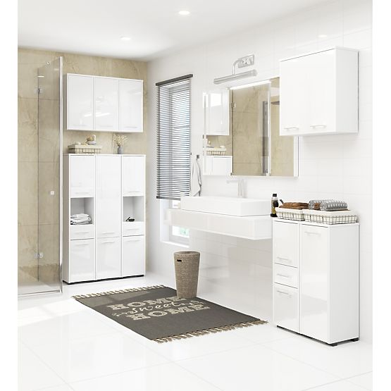 BATHROOM CABINET FIN COLUMN 30 2D 140cm WHITE GLOSS