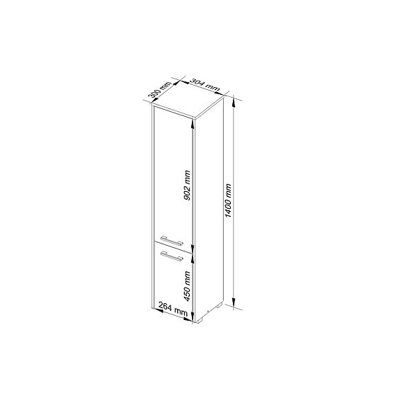 BATHROOM CABINET FIN COLUMN 30 2D 140cm WHITE