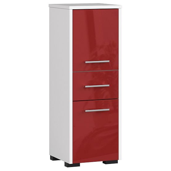BATHROOM CABINET FIN COLUMN 30 2D 1DR 85cm RED GLOSS