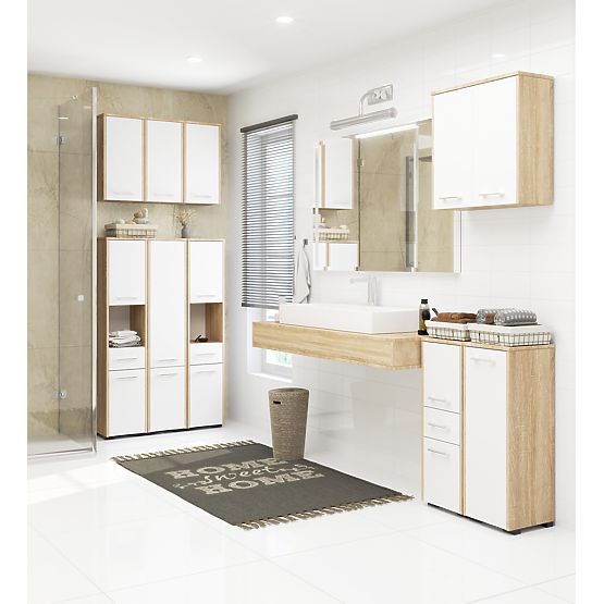 BATHROOM CABINET FIN COLUMN 30 2D 1SZ 85cm PK OAK SONOMA / WHITE