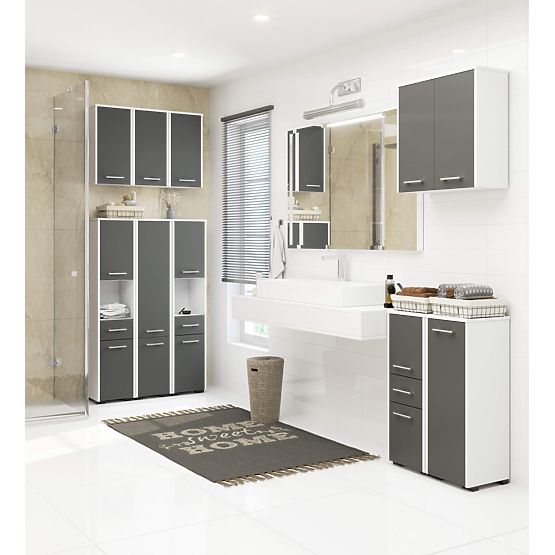 BATHROOM CABINET FIN COLUMN 30 2D 1SZ 85cm PK WHITE / GRAY