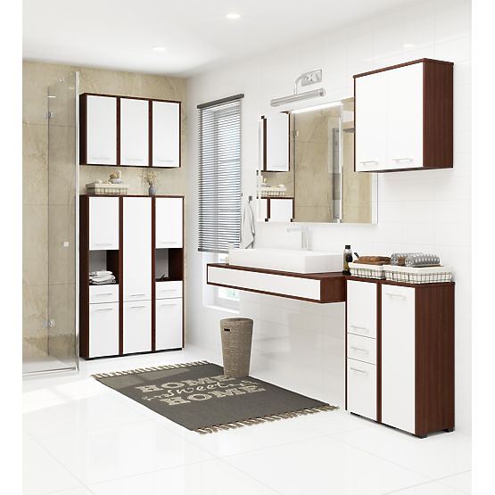BATHROOM CABINET FIN OVER WASHING MACHINE WENGE / WHITE