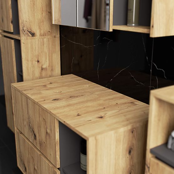 BATHROOM CABINET UNDER SINK WITH HOLES VAMI W90 UM 2SZ 2P ARTISAN OAK / GRAPHITE GRAY