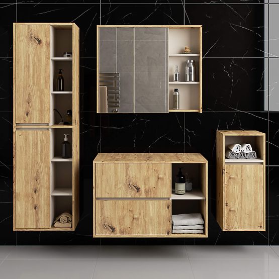 BATHROOM CABINET UNDER SINK WITH HOLES VAMI W90 UM 2SZ 2P OAK ARTISAN / CASHMERE