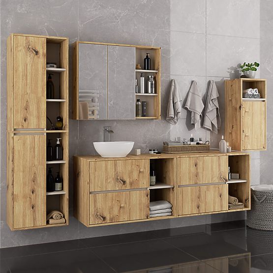 BATHROOM CABINET UNDER SINK WITH HOLES VAMI W90 UM 2SZ 2P OAK ARTISAN / CASHMERE