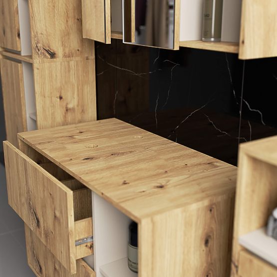 BATHROOM CABINET UNDER SINK WITH HOLES VAMI W90 UM 2SZ 2P OAK ARTISAN / CASHMERE