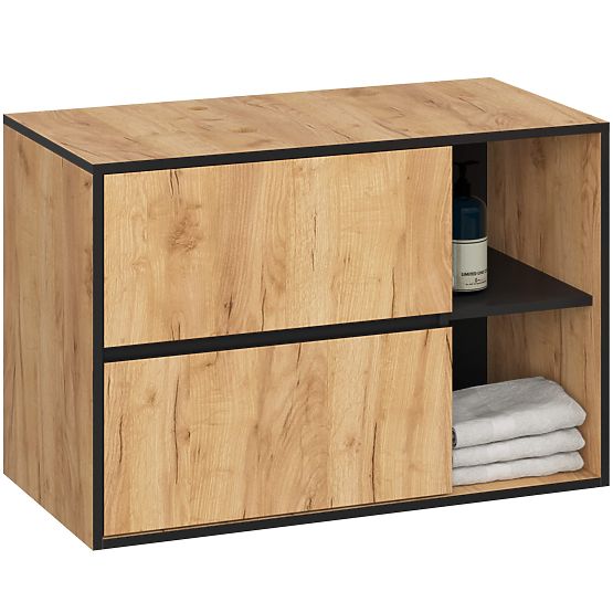 BATHROOM CABINET UNDER SINK WITH HOLES VAMI W90 UM 2SZ 2P OAK CRAFT / BLACK