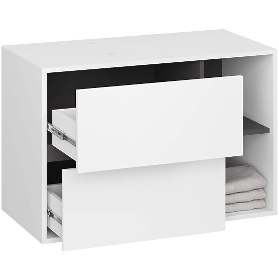 BATHROOM CABINET UNDER SINK WITH HOLES VAMI W90 UM 2SZ 2P WHITE / GRAPHITE GRAY