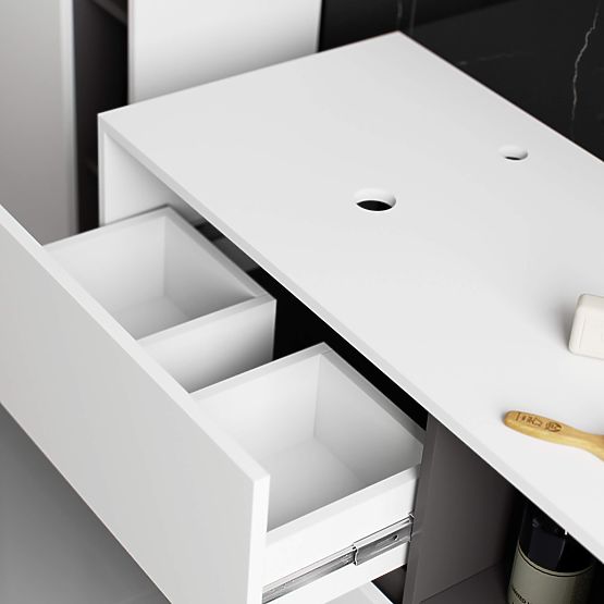 BATHROOM CABINET UNDER SINK WITH HOLES VAMI W90 UM 2SZ 2P WHITE / GRAPHITE GRAY