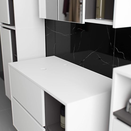 BATHROOM CABINET UNDER SINK WITH HOLES VAMI W90 UM 2SZ 2P WHITE / GRAPHITE GRAY